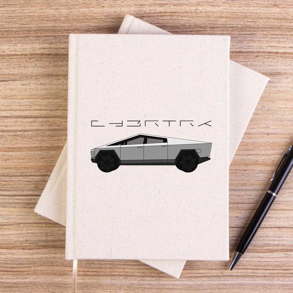 Tesla Cybertruck Krem Çizgisiz Kanvas Defter