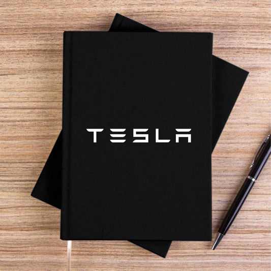 Tesla Text Siyah Çizgisiz Kanvas Defter