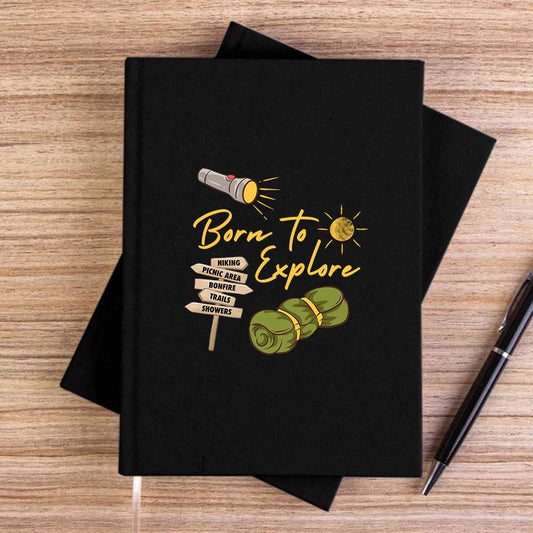 Born To Explore Siyah Çizgisiz Kanvas Defter