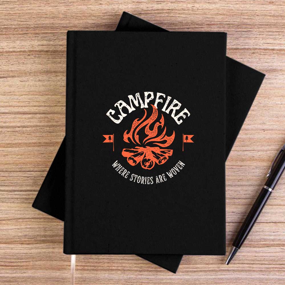 Camp Fire Siyah Çizgisiz Kanvas Defter
