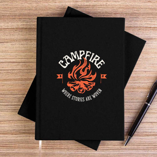 Camp Fire Siyah Çizgisiz Kanvas Defter