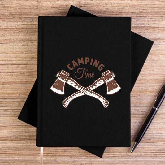 Camping Time Siyah Çizgisiz Kanvas Defter