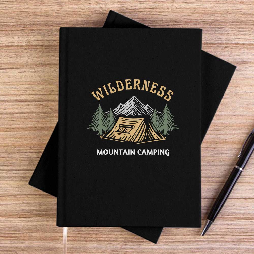 Mountain Camping Siyah Çizgisiz Kanvas Defter