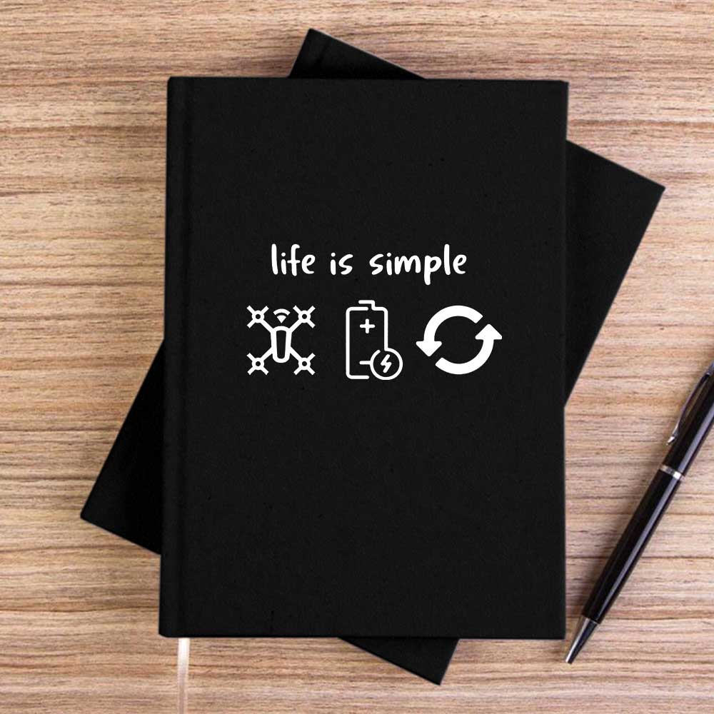 Life Is Simple Siyah Çizgisiz Kanvas Defter
