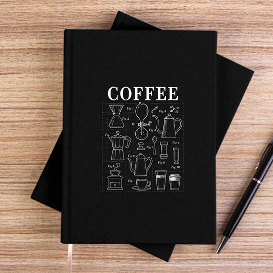 Coffee Siyah Çizgisiz Kanvas Defter