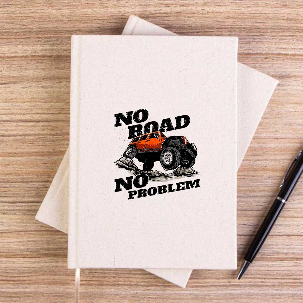 No Road No Problem Krem Çizgisiz Kanvas Defter
