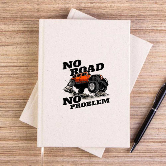 No Road No Problem Krem Çizgisiz Kanvas Defter