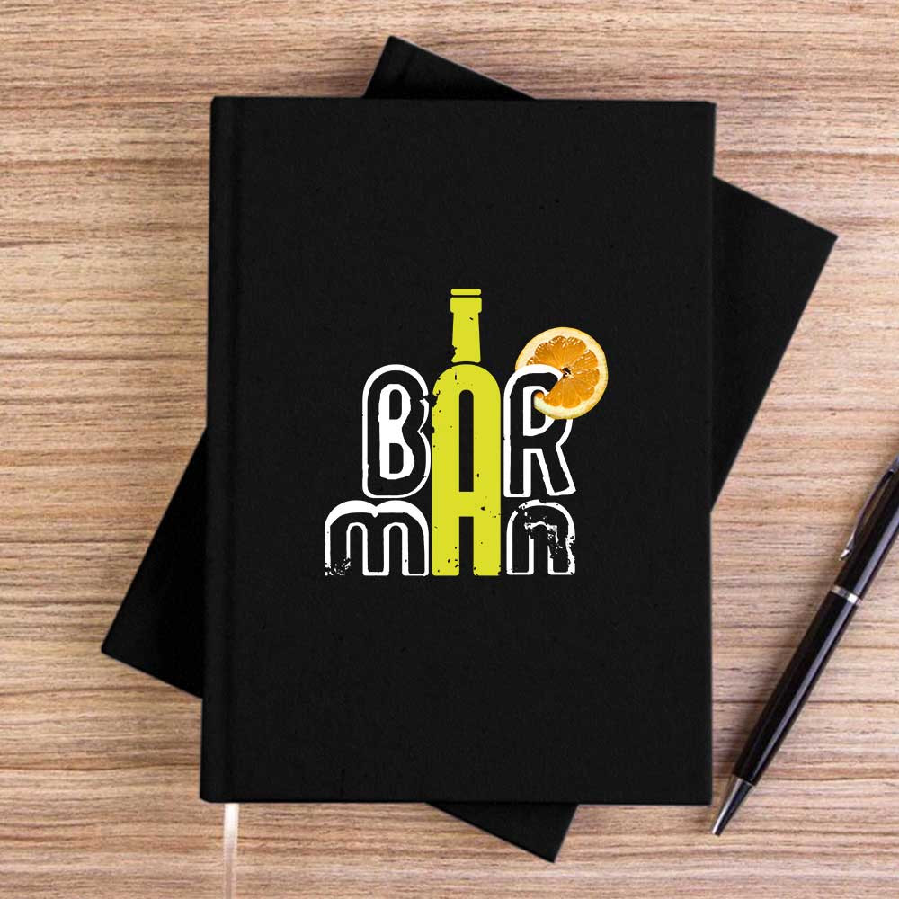 Barman Text Siyah Çizgisiz Kanvas Defter