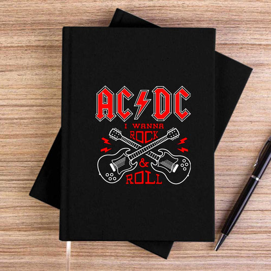 Ac Dc Wanna Siyah Çizgisiz Kanvas Defter
