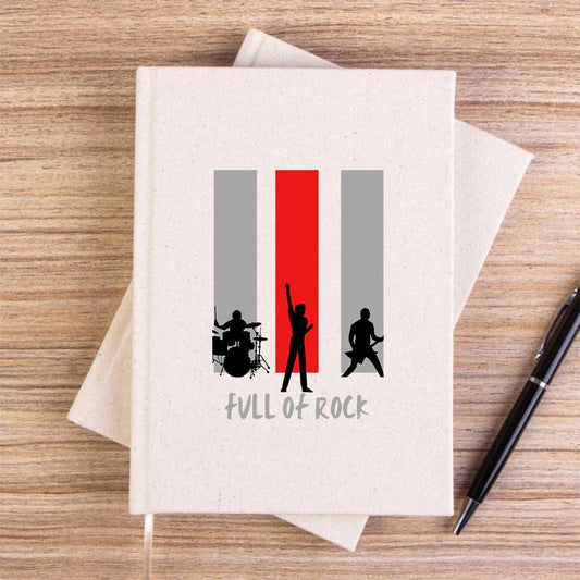 Full Of Rock Krem Çizgisiz Kanvas Defter