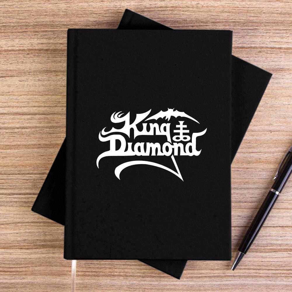 King Diamonds White Logo Siyah Çizgisiz Kanvas Defter