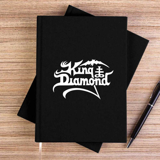 King Diamonds White Logo Siyah Çizgisiz Kanvas Defter