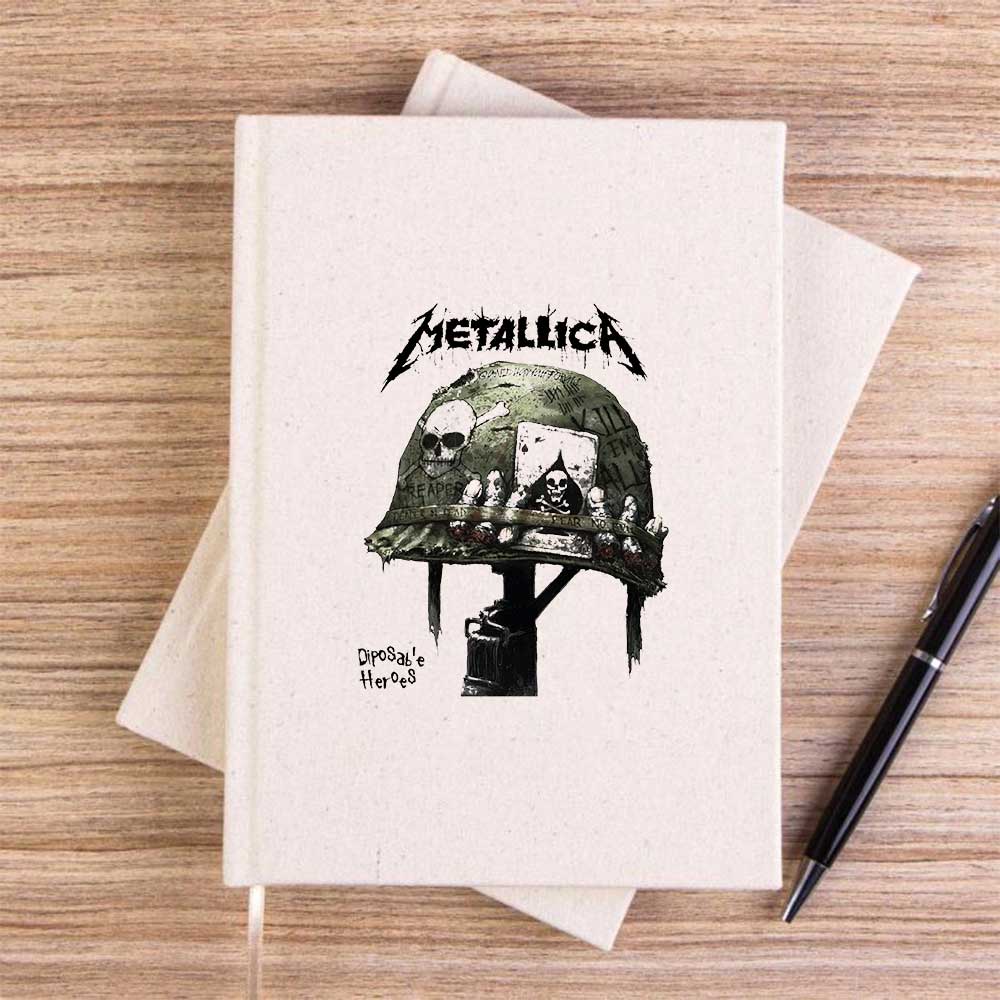 Metallica Diposab e Heroes Krem Çizgisiz Kanvas Defter
