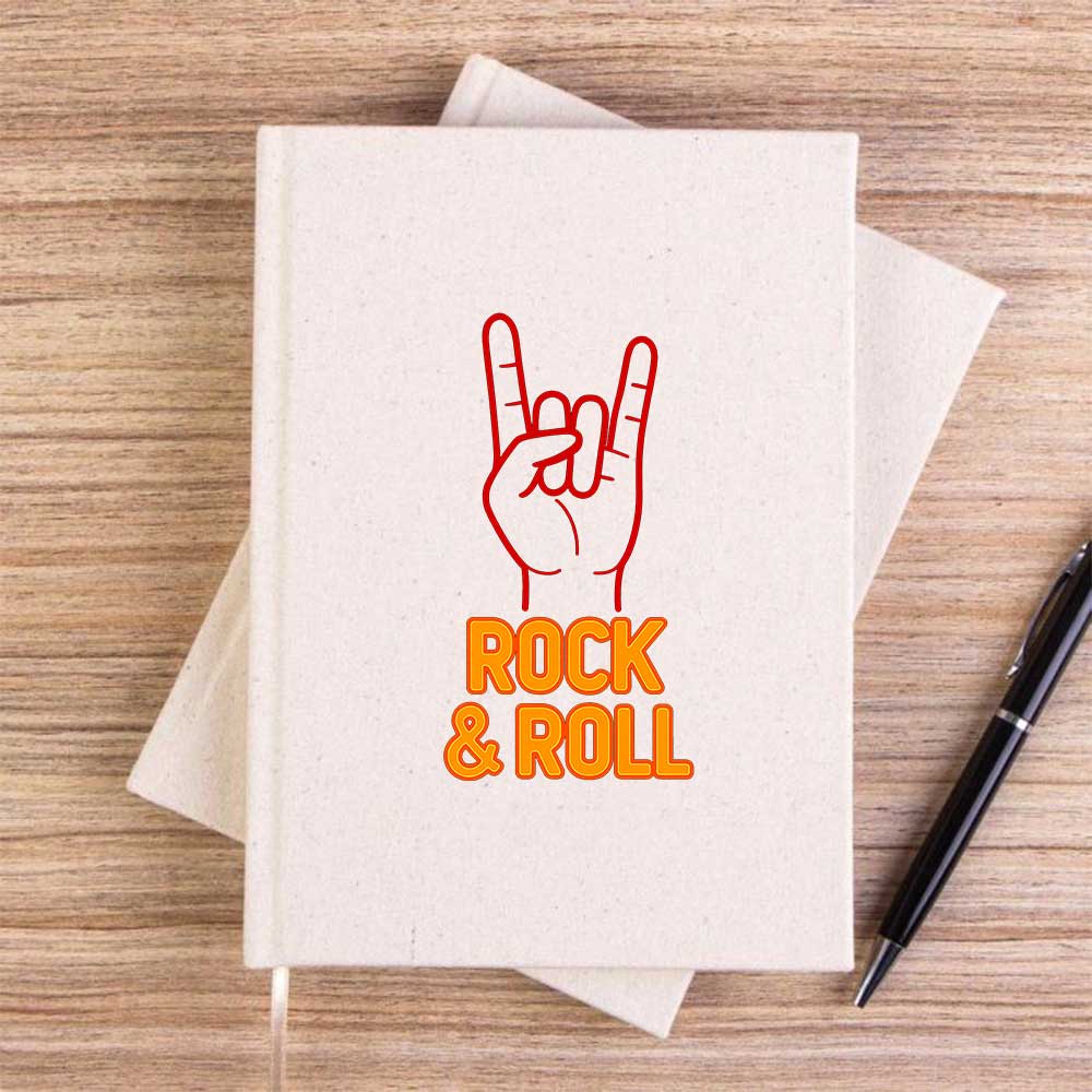 Rock Roll Krem Çizgisiz Kanvas Defter