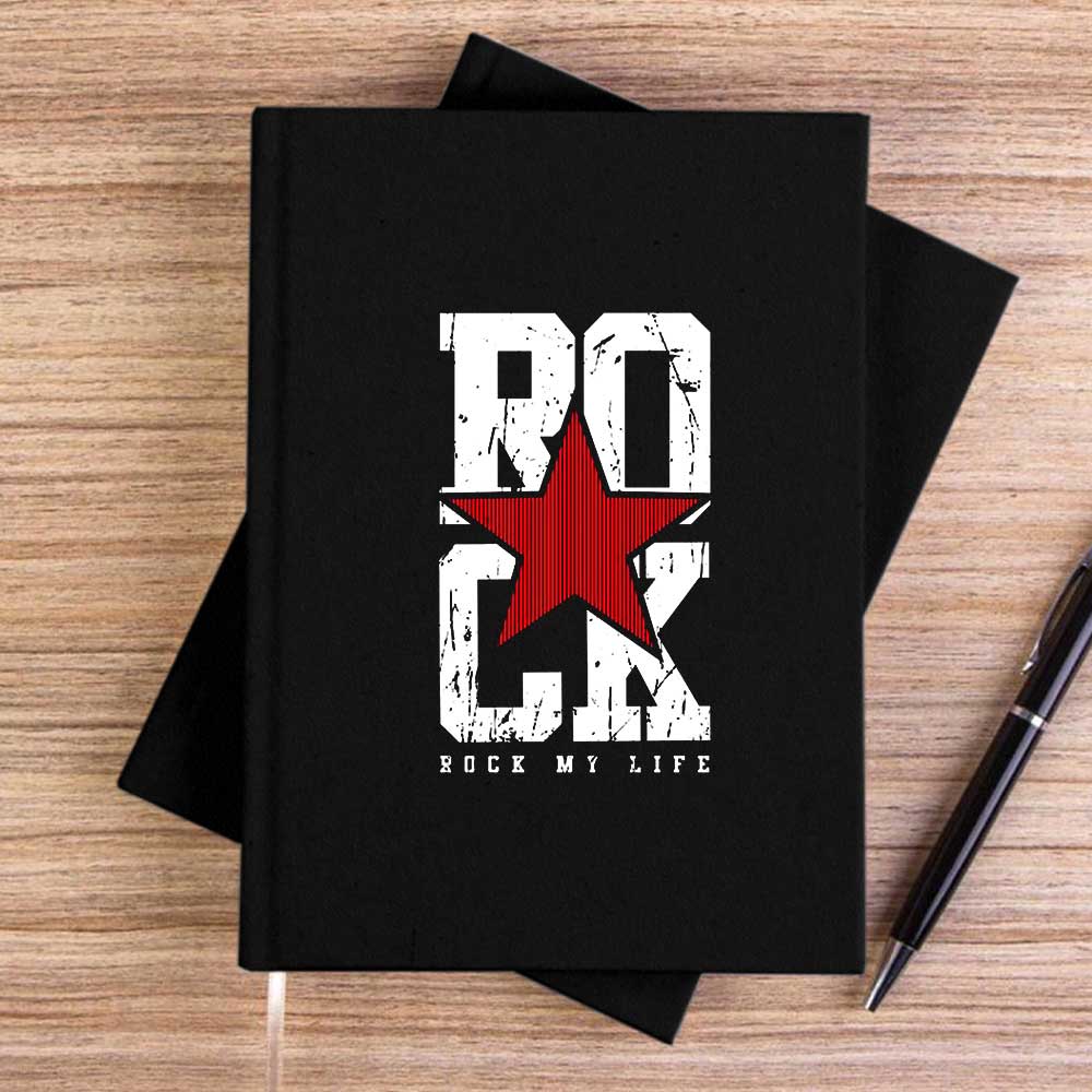 Rock My Life Siyah Çizgisiz Kanvas Defter