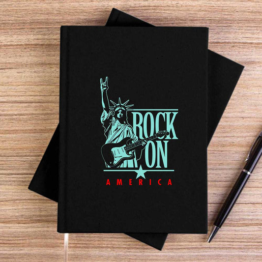 Rock On America Siyah Çizgisiz Kanvas Defter