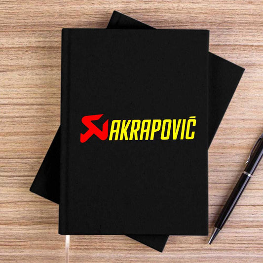Akrapovic Logo Text Siyah Çizgisiz Kanvas Defter