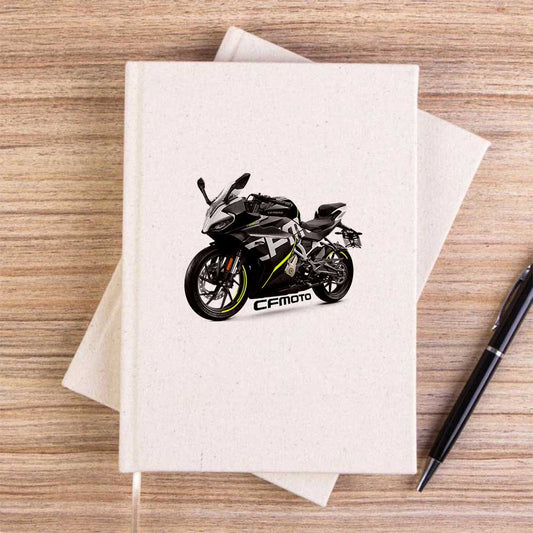 CFMOTO 250SR And Text Krem Çizgisiz Kanvas Defter