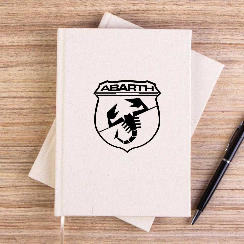 Abarth Black Logo Krem Çizgisiz Kanvas Defter