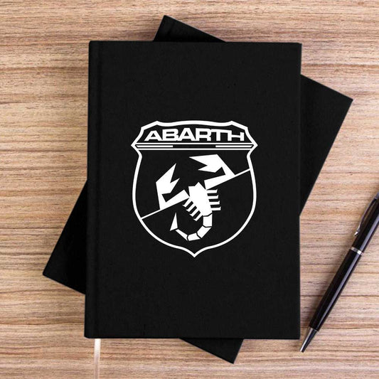 Abarth White Logo Siyah Çizgisiz Kanvas Defter