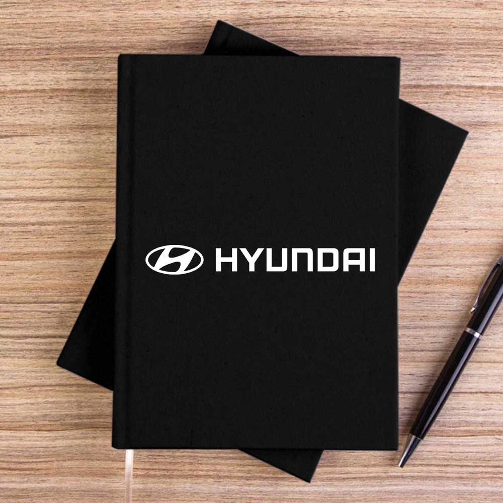 Hyundai Text Logo Siyah Çizgisiz Kanvas Defter