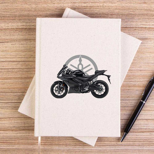 Yamaha R25 Vs Logo Krem Çizgisiz Kanvas Defter