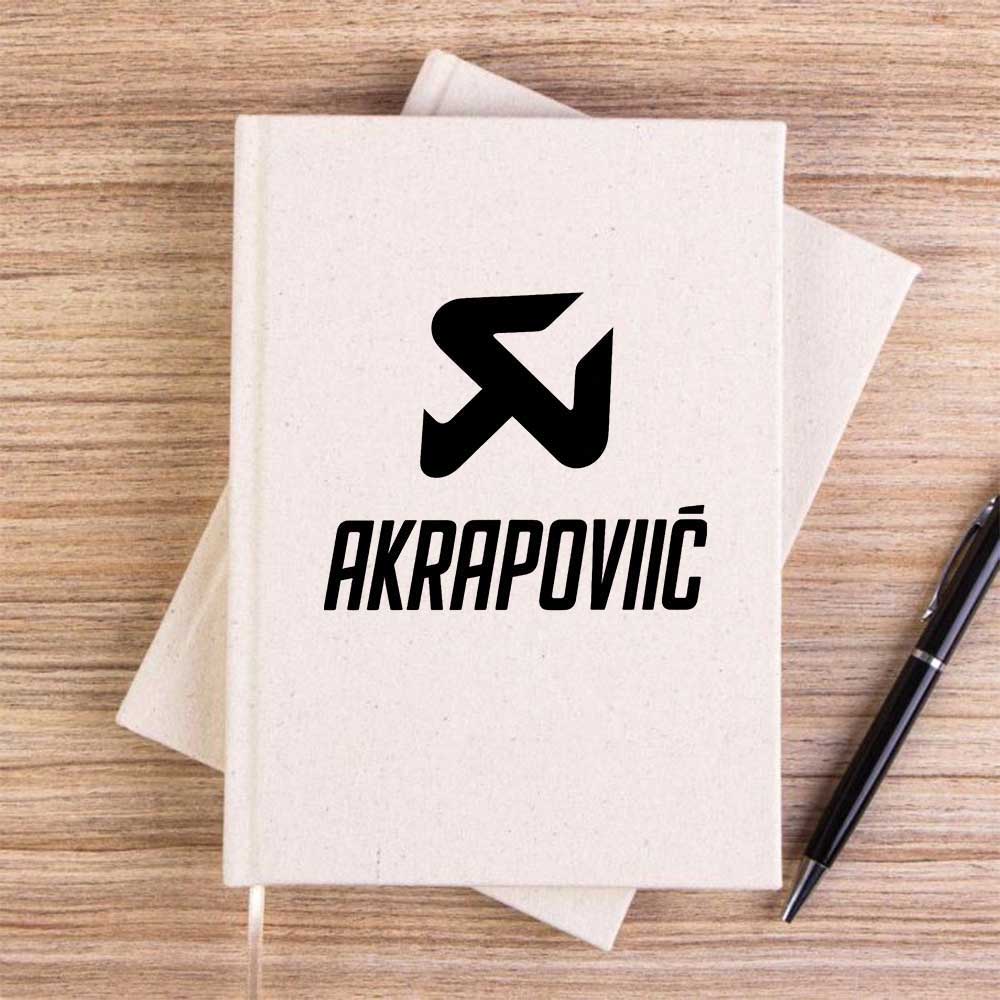 Akrapovic Black Logo Krem Çizgisiz Kanvas Defter