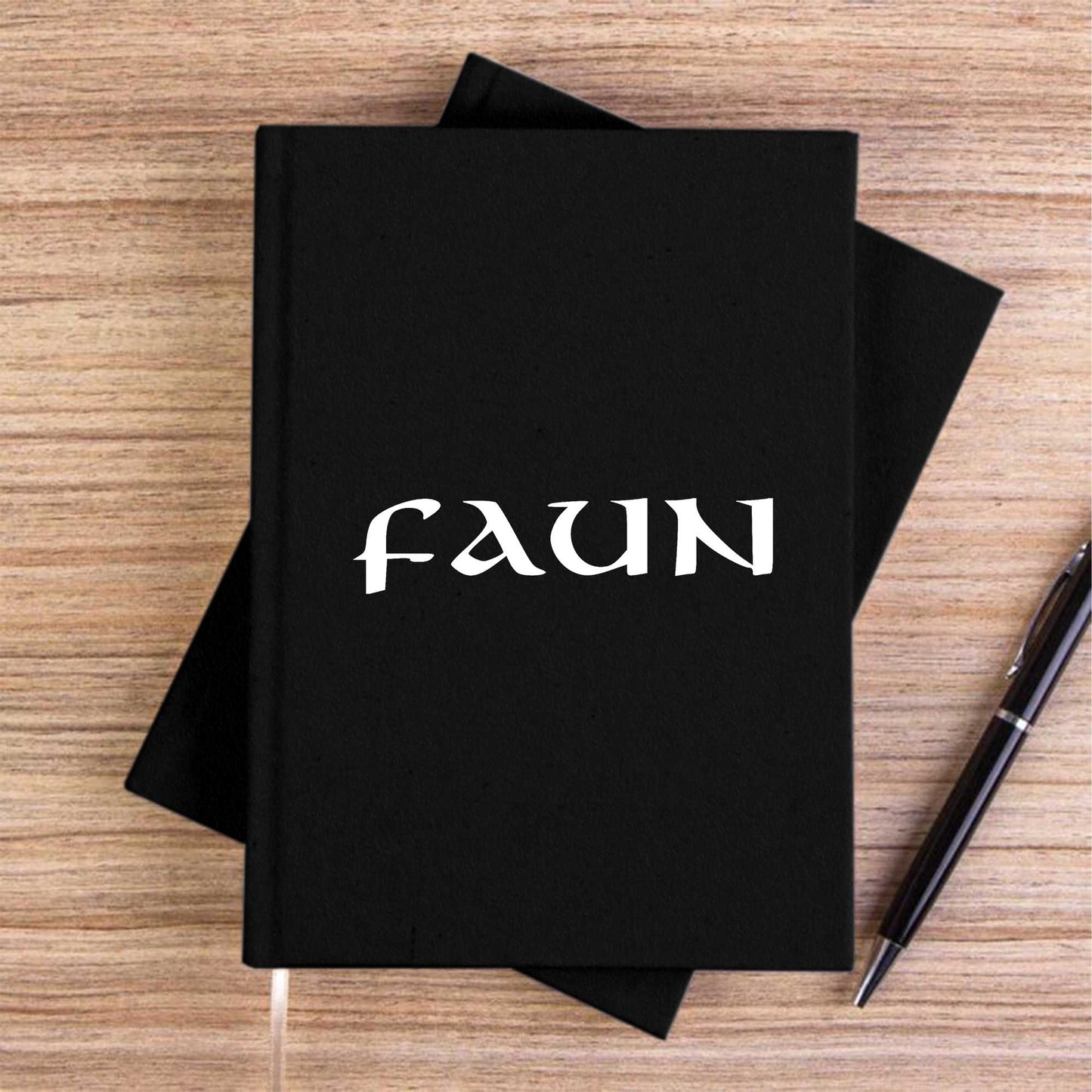Faun Text Logo Siyah Çizgisiz Kanvas Defter
