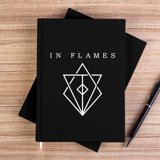 In Flames Symbol Logo Siyah Çizgisiz Kanvas Defter