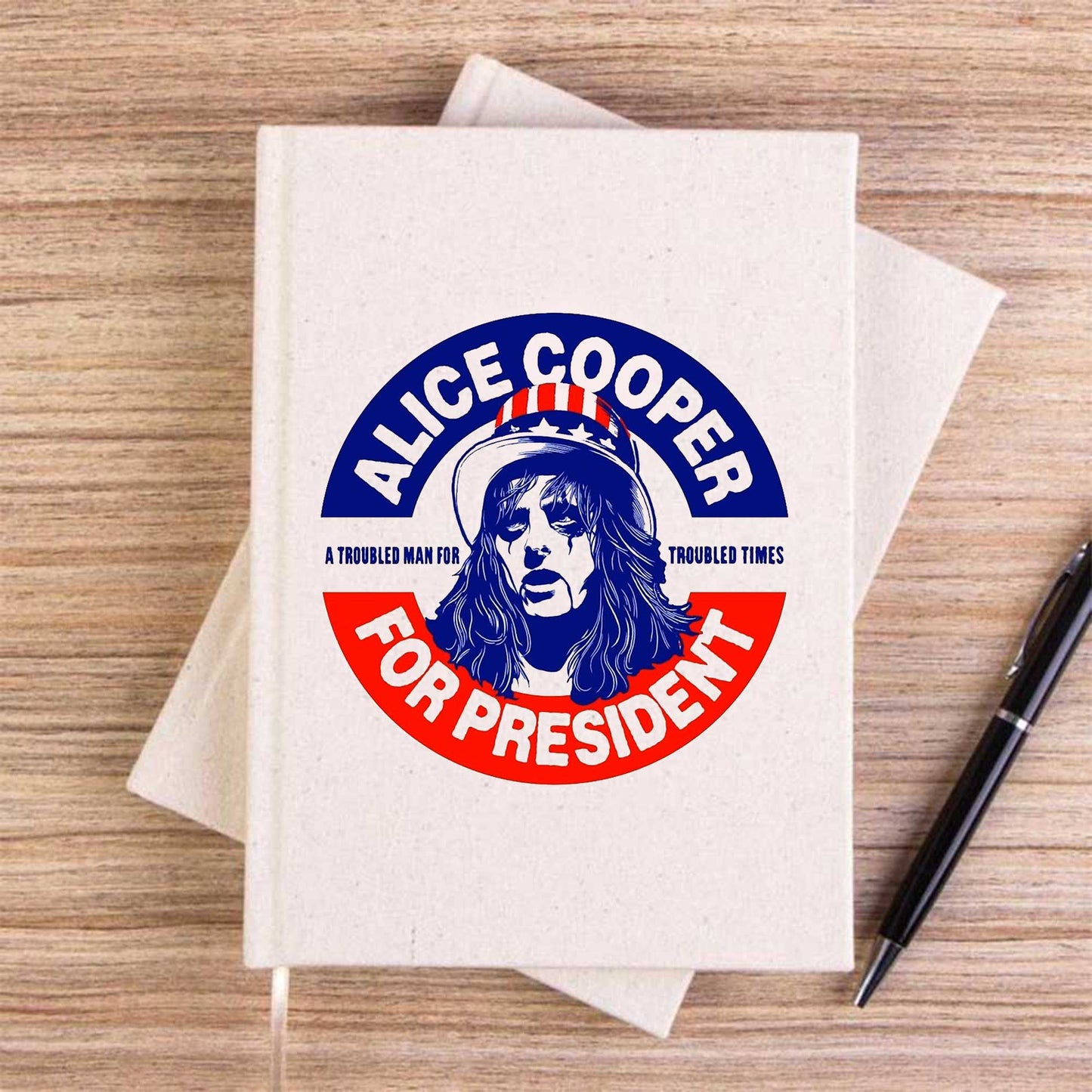Alice Cooper For President Krem Çizgisiz Kanvas Defter