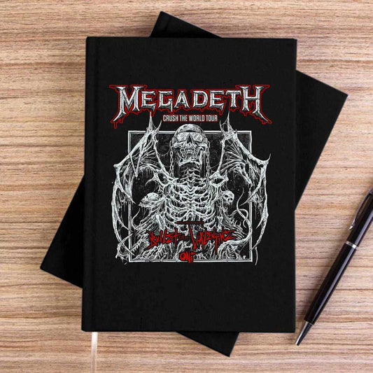 Megadeth Crush The World Siyah Çizgisiz Kanvas Defter
