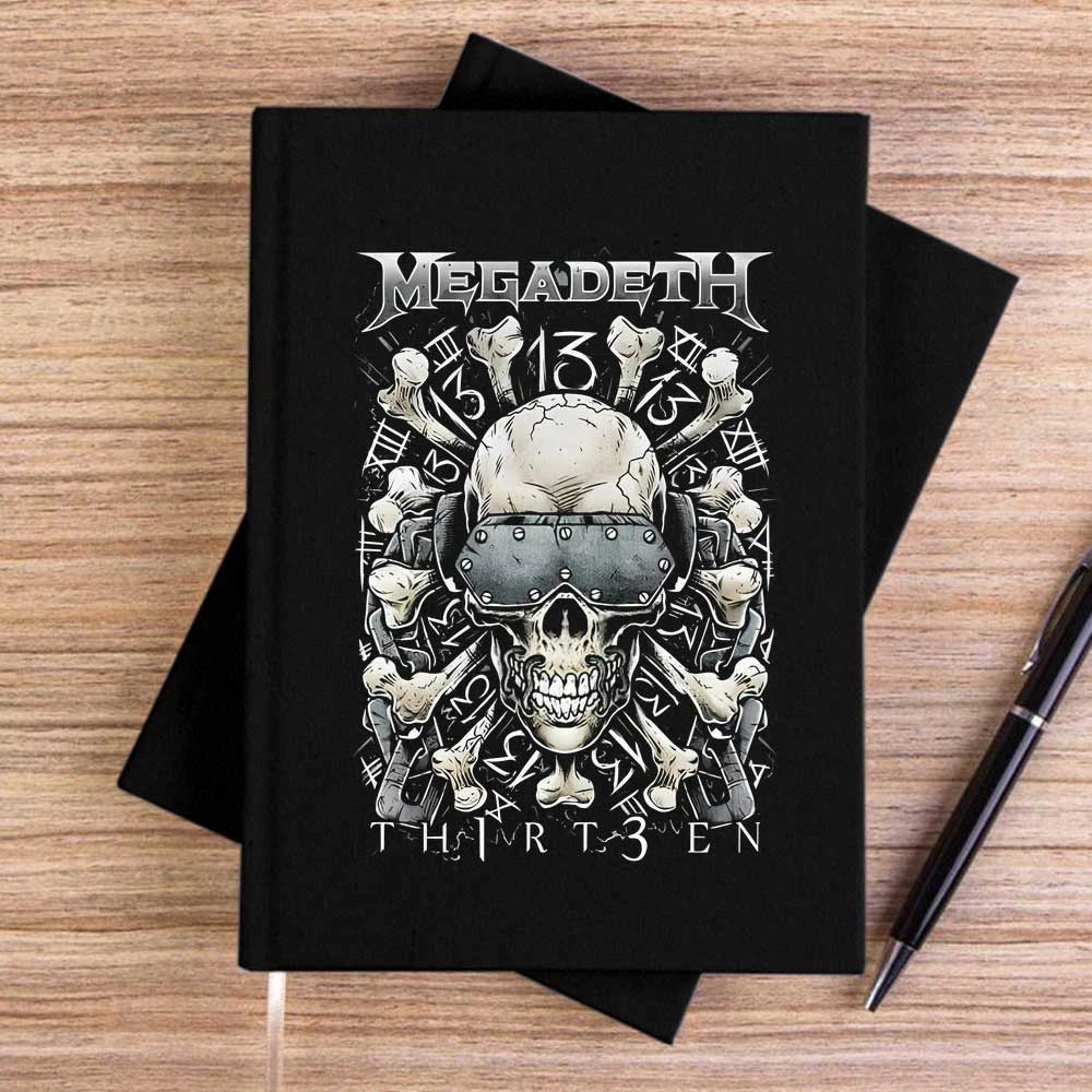 Megadeth Th1rt3en Siyah Çizgisiz Kanvas Defter