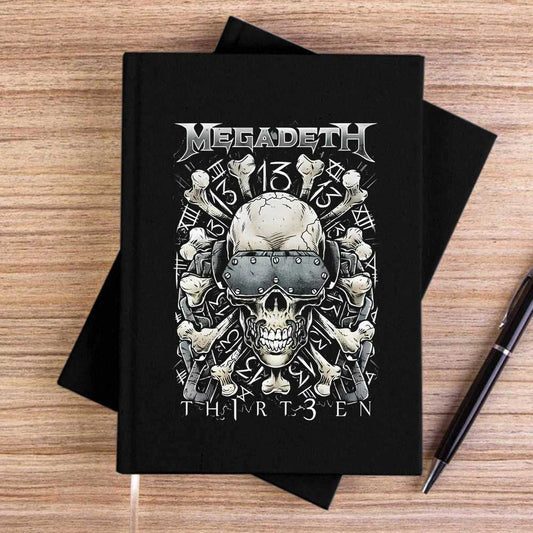 Megadeth Th1rt3en Siyah Çizgisiz Kanvas Defter