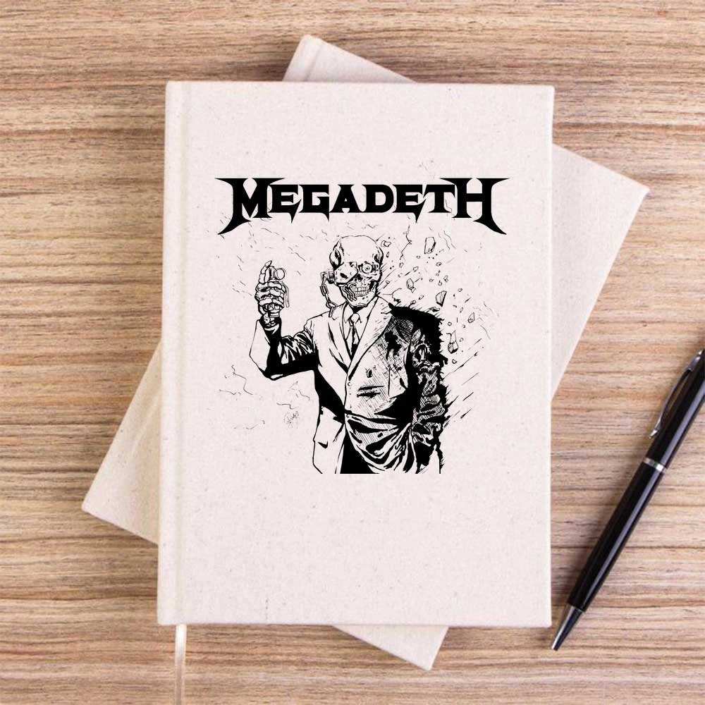 Megadeth Vic Rattlehead Portre Krem Çizgisiz Kanvas Defter