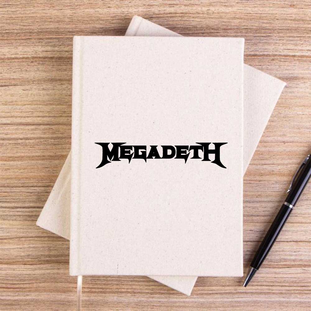 Megadeth Text Krem Çizgisiz Kanvas Defter
