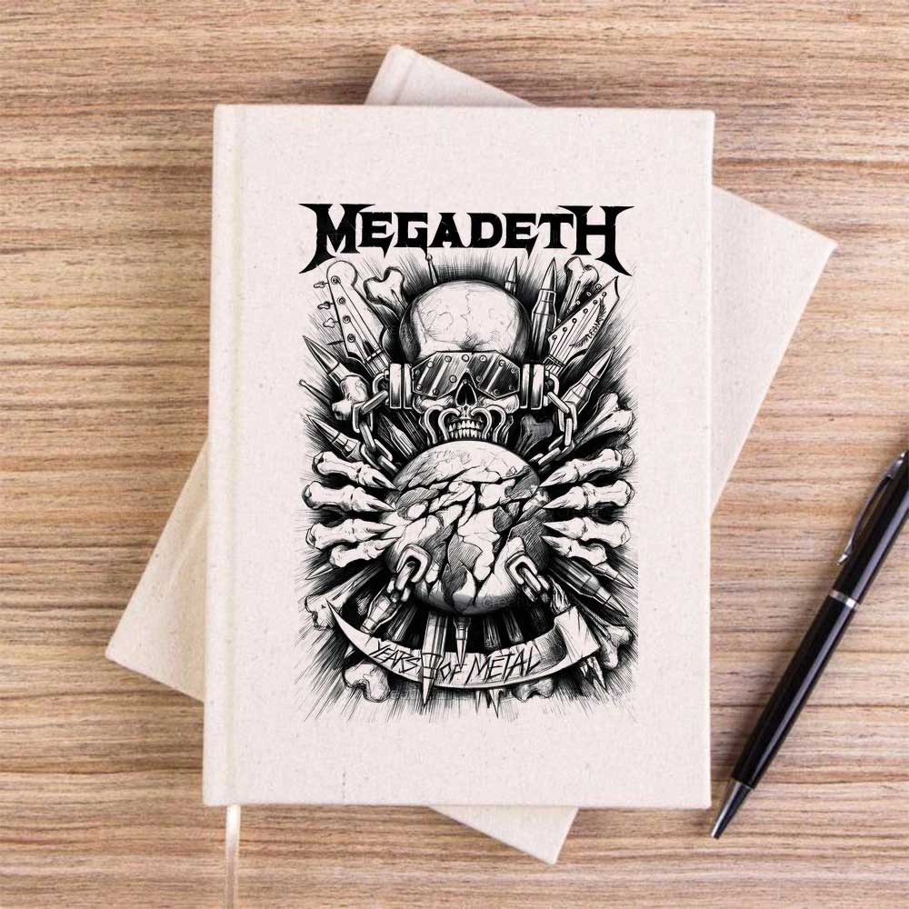 Megadeth Years Of Metal Krem Çizgisiz Kanvas Defter