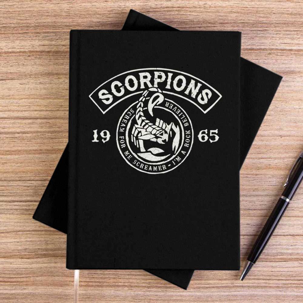 Scorpions Scream For Me Siyah Çizgisiz Kanvas Defter