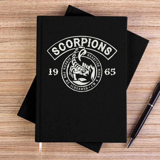 Scorpions Scream For Me Siyah Çizgisiz Kanvas Defter