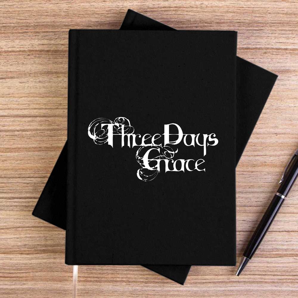 Three Days Grace Logo Text Siyah Çizgisiz Kanvas Defter