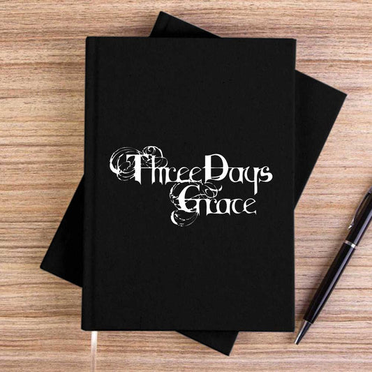 Three Days Grace Logo Text Siyah Çizgisiz Kanvas Defter