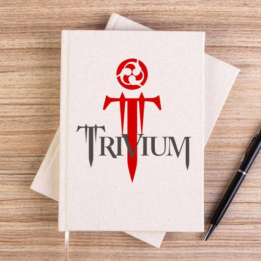 Trivium Logo Red Krem Çizgisiz Kanvas Defter