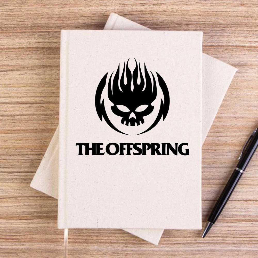 The Offspring Logo Skull Text Krem Çizgisiz Kanvas Defter