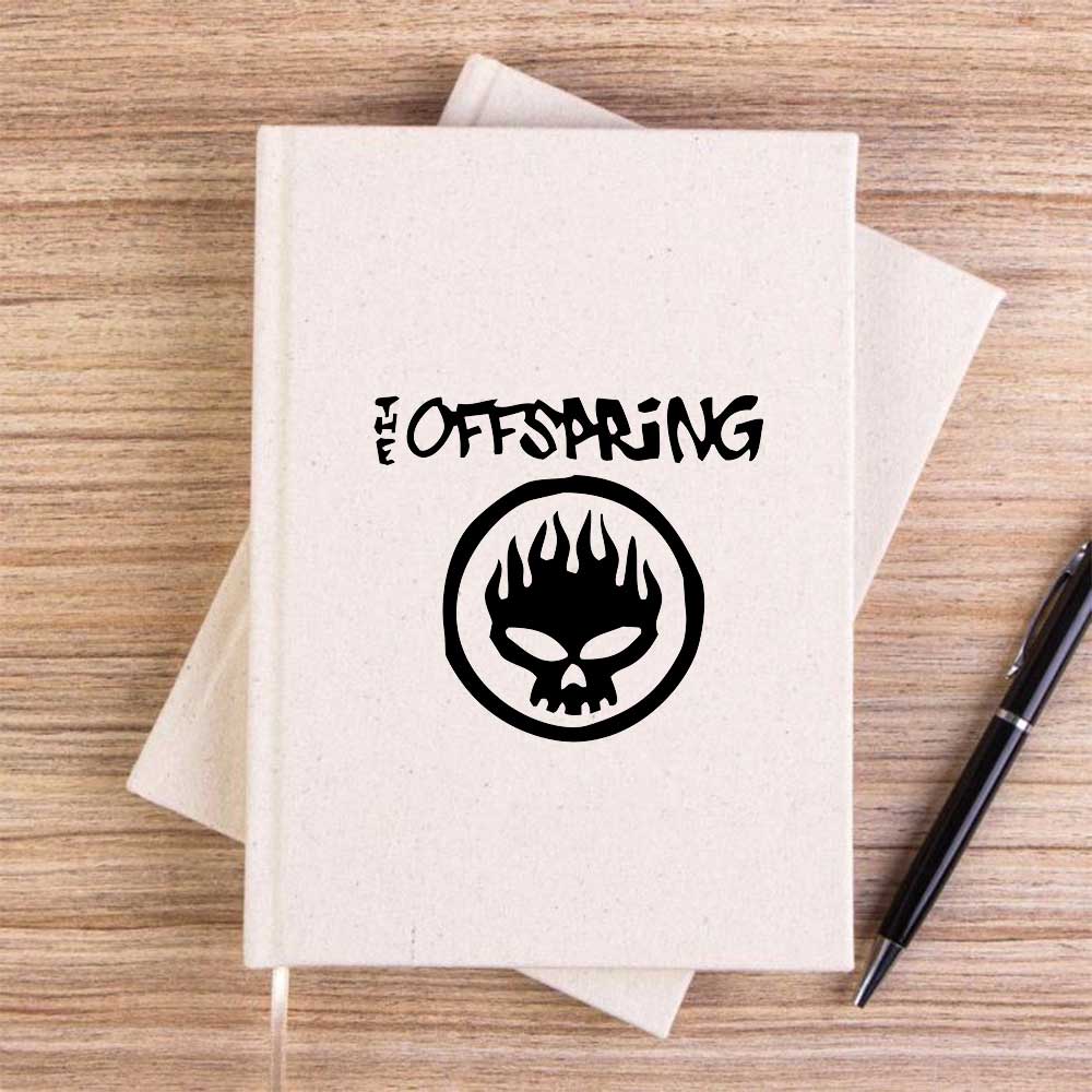 The Offspring Logo Text Skull Krem Çizgisiz Kanvas Defter