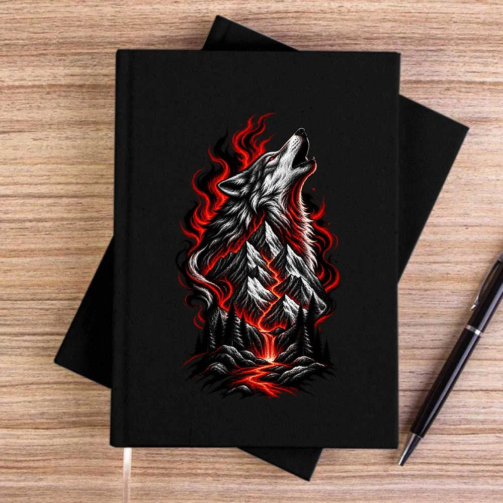 Ateş Dağları Bozkurdu Siyah Çizgisiz Kanvas Defter