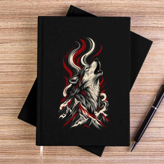 Dağlara Uluyan Bozkurt Siyah Çizgisiz Kanvas Defter