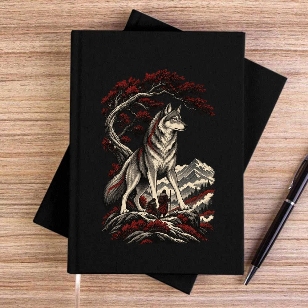Koruyucu Bozkurt Siyah Çizgisiz Kanvas Defter