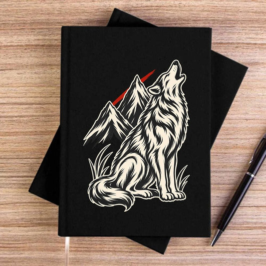 Zirveye Uluyan Bozkurt Siyah Çizgisiz Kanvas Defter