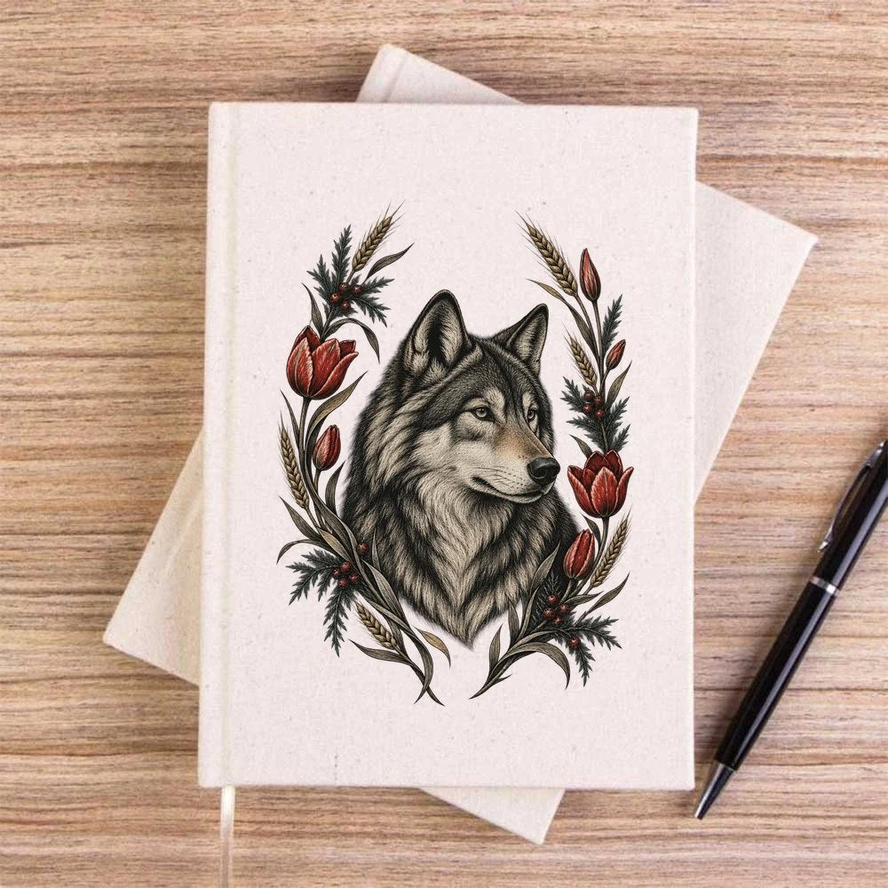 Lale Bahçesi Bozkurt Krem Çizgisiz Kanvas Defter