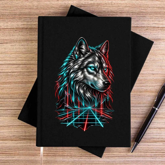 Neon Bozkurt Siyah Çizgisiz Kanvas Defter