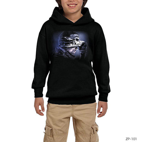 Call of Duty Ghosts Siyah Çocuk Kapşonlu Sweatshirt